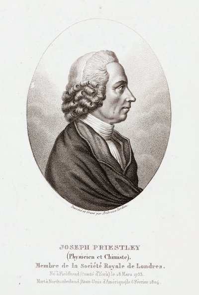 Joseph Priestley, englantilais-amerikkalainen teologi ja kemisti, n. 1780 tekijältä Unbekannt
