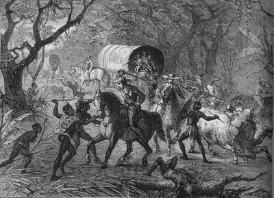 Kaffir-hyökkäys englantilaiseen saattueeseen, c1880 tekijältä Unbekannt