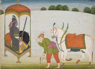 Kalki Avatar, Vishnun tuleva inkarnaatio: Sivu hajallaan olevasta käsikirjoituksesta, n. 1760-70. tekijältä Unbekannt