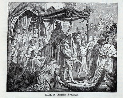 Karl IV saapuu Avignoniin, 1882 tekijältä Unbekannt
