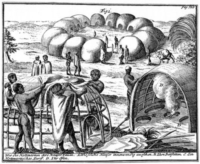 Khoikhoi-majat ja kraal, Etelä-Afrikka, 1931 tekijältä Unbekannt