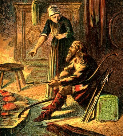 Kuningas Alfred ja kakut, vuodelta 1850 tekijältä Unbekannt