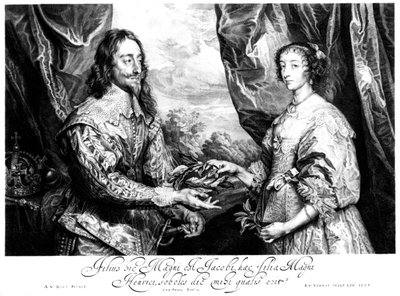 Kuningas Kaarle I 1600-1649 ja kuningatar Henrietta Maria 1609-1669 tekijältä Unbekannt