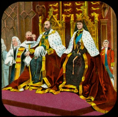 Kuningas Edward VII ja kuningatar Alexandra, parlamentin avajaiset, Westminster, 1902-1909 tekijältä Unbekannt