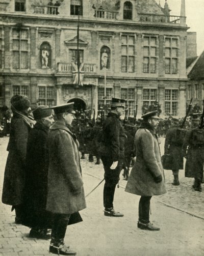 Kuningas Yrjö V Furnesissa, Belgiassa, ensimmäinen maailmansota, 4. joulukuuta 1914, 1920. tekijältä Unbekannt