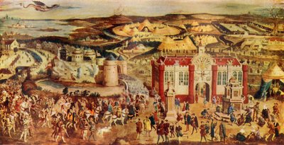 Kuningas Henrik VIII. Kokous...Francis...kultakankaalla, 1520, c1930. tekijältä Unbekannt