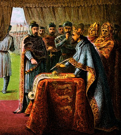Kuningas John ja Magna Carta, 1215, c1850 tekijältä Unbekannt