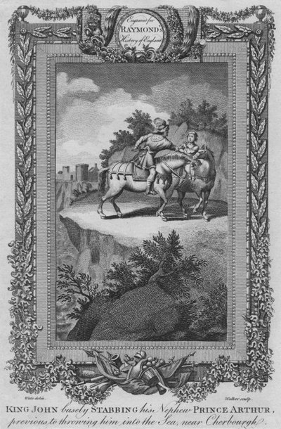 Kuningas John puukotti veljenpoikansa prinssi Arthuria ennen kuin heitti hänet mereen, c1787 tekijältä Unbekannt
