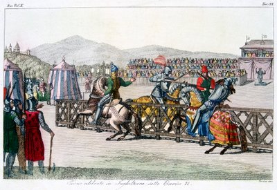 Ritarit kisaavat turnauksessa, 1100-luku, n. 1815 tekijältä Unbekannt