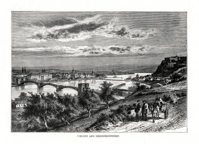 Koblenz ja Ehrenbreitsteinin linnoitus, Saksa, 1879 tekijältä Unbekannt