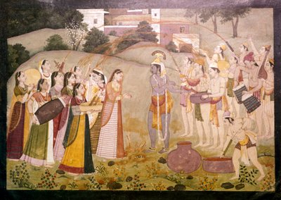 Krishna juhlii Holin kevätjuhlaa, c1770-1780 tekijältä Unbekannt
