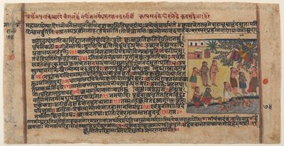 Krishna varastaa gopien vaatteet: Sivu hajallaan olevasta Bhagavata Purana -käsikirjoituksesta, n. 1620-30. tekijältä Unbekannt