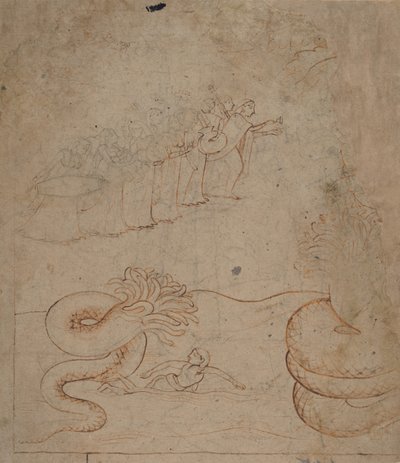 Krishna kukistaa käärme Kaliyan Yamuna-joessa..., n. 1780. tekijältä Unbekannt