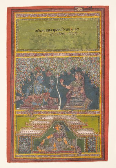 Krishna ja Radha keskustelevat: Sivu hajallaan olevasta Gita Govindasta..., 1700-luku. tekijältä Unbekannt
