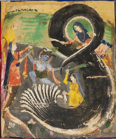 Krishna ja naga Kaliya, 1800-luku tekijältä Unbekannt