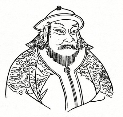 Mongolien valtakunnan Kublai-khan 1215-1294 ja Yuan-dynastian perustaja, 1912 tekijältä Unbekannt