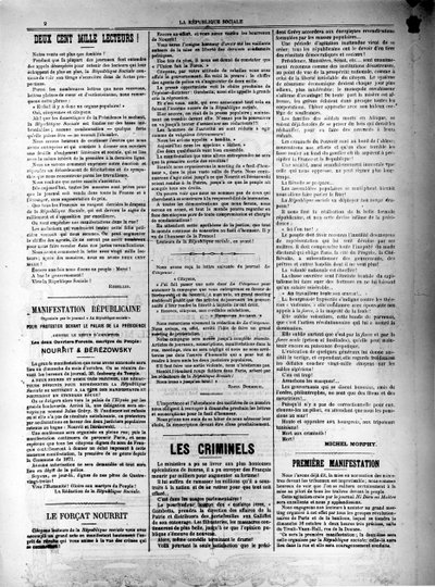 La Republique Sociale -sanomalehti 13. lokakuuta 1881 tekijältä Unbekannt