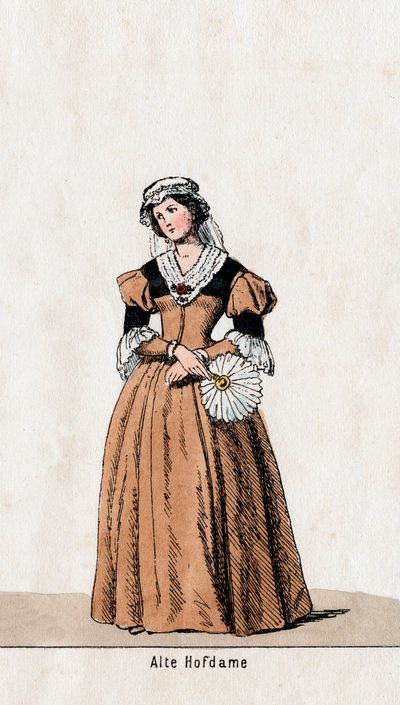 Odottajarouva, pukusuunnittelu Shakespearen näytelmään, Henry VIII, 1800-luku tekijältä Unbekannt