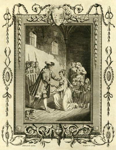 Lady Elizabeth Gray anoo Edward IV:tä palauttamaan maansa, 1461, 1783. tekijältä Unbekannt