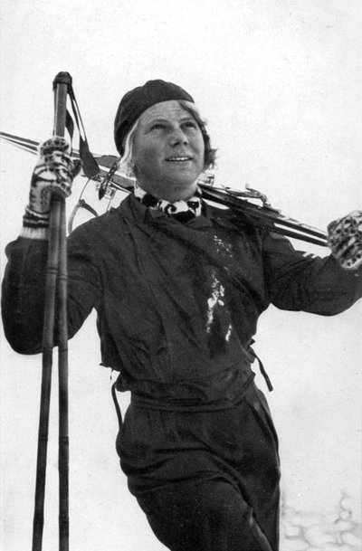 Laila Schou-Nilsen, norjalainen hiihtäjä, talviolympialaiset, Garmisch-Partenkirchen, Saksa, 1936 tekijältä Unbekannt