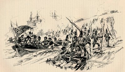 Sir Ralph Abercrombyn ja brittiläisten joukkojen maihinnousu Aleksandriassa, 1801, 1884 tekijältä Unbekannt