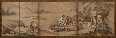 Maisema: Bamboo Groven seitsemän viisasta, Momoyama-kausi, 1568-1615. tekijältä Unbekannt