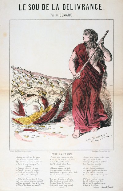 Le Sou de la Delivrance karikatyyri ja laululevy, Ranskan ja Preussin sota, 1870-1871 tekijältä Unbekannt