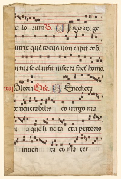 Leaf from a Gradual with Music verso, c. 1420-1450. tekijältä Unbekannt