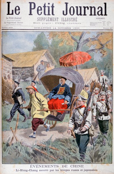 Li Hung-chang venäläisten ja japanilaisten joukkojen saattamana, Kiina, 1900 tekijältä Unbekannt