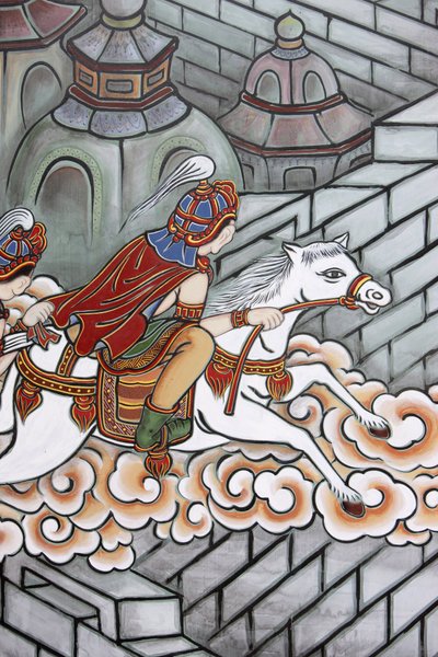 Buddha Siddharthan elämä pakeni palatsistaan Channan mukana hevosensa Kanthaka, Soul, Coree du Sud tekijältä Unbekannt