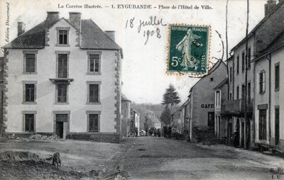 Limousin, Correze (19), Eygurande: näkymä Place de l