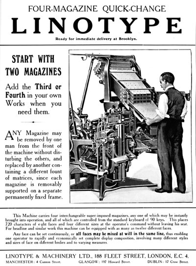 Linotype & Machinery Ltd:n ilmoitus, 1919 tekijältä Unbekannt