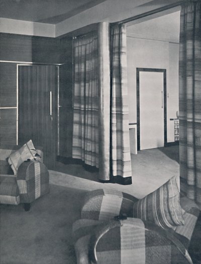 Olohuone Lontoon talossa, suunnittelija Raymond McGrath, A.R.I.B.A., 1936 tekijältä Unbekannt