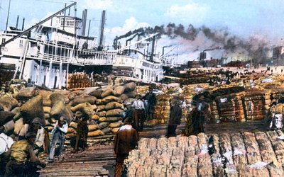 Puuvillan lastaus laivaan, Memphis, Tennessee, USA, 1900-luku tekijältä Unbekannt
