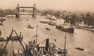 Lontoo - Tower Bridge and the Pool, 1910 tekijältä Unbekannt
