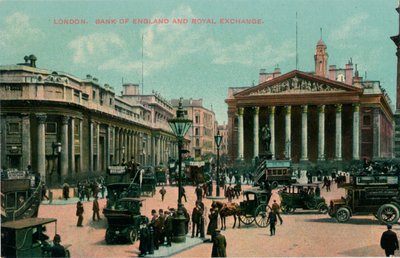 Lontoo, Bank of England ja Royal Exchange, 1910 tekijältä Unbekannt