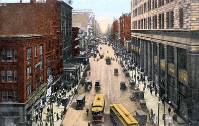 Katse itään Market Streetiä pitkin kaupungintalosta, Philadelphia, Pennsylvania, USA, 1900-luku tekijältä Unbekannt