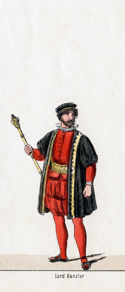 Lord Chancellor, pukusuunnittelu Shakespearen näytelmään, Henry VIII, 1800-luku tekijältä Unbekannt