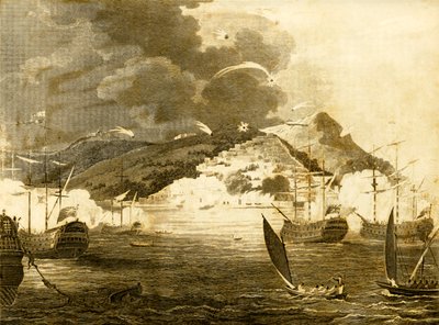 Lord Exmouthin laivasto pommittaa Algerin kaupunkia, 1816. tekijältä Unbekannt
