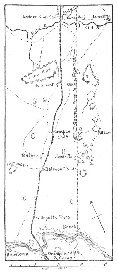 Lord Methuensin etenemislinja Modder-joelle, 1902 tekijältä Unbekannt