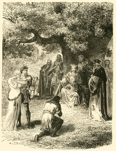 Ludvig IX, Oikeuden jakaminen Vincennesin metsässä, 1200-luku, 1890. tekijältä Unbekannt