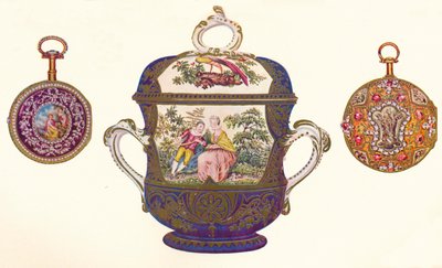 Ludvig XVI. Gold Repeater, n. 1770, Old Chelsea Posliiniporringer ja kansi, n. 1710, 1903 tekijältä Unbekannt