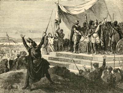 Louis ja Charles vannoivat Strasburgin valan armeijansa edessä, 842 jKr, 1890. tekijältä Unbekannt