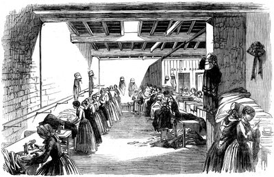 Konehuone höyryompelutehtaassa, 1854 tekijältä Unbekannt
