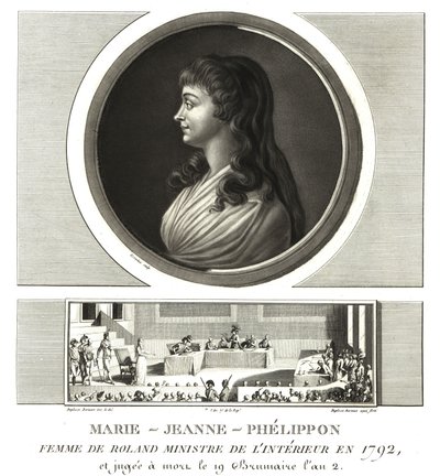 Madame Roland tai Marie-Jeanne Phelippon (1754-1793), girondist yhdessä miehensä Jean-Marie Roland de la Platieren kanssa tekijältä Unbekannt