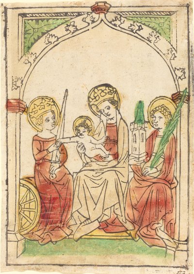 Madonna pyhien Katariinan ja Barbaran välillä, 14401460. tekijältä Unbekannt