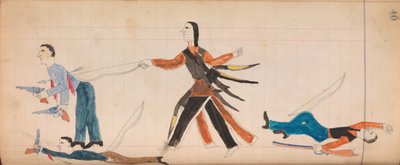 Maffet Ledger: Intiaani ja kolme valkoista miestä, n. 1874-81. tekijältä Unbekannt