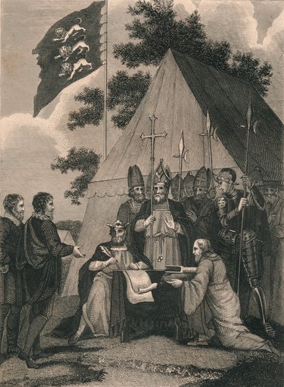Kuningas Johnin allekirjoittama Magna Charter, 1215, 1800-luku tekijältä Unbekannt