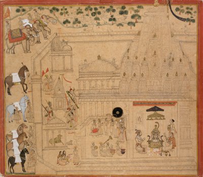 Maharana Amar Singh Mewarista Eklingjin temppelissä, n. 1705 tekijältä Unbekannt