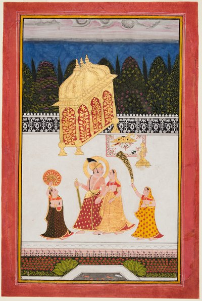 Maharana Ari Singh c. 1761-73 ja hänen puolisonsa terassilla, n. 1761. tekijältä Unbekannt